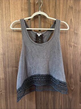 Ecote Gray Tank Top with Crochet Hem